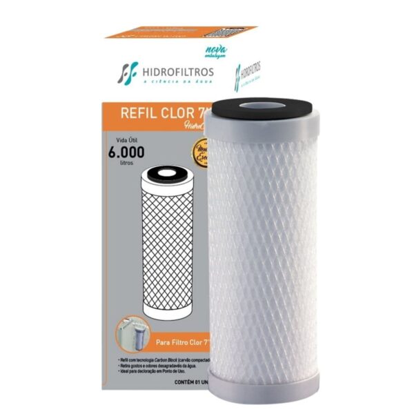 Refil para Filtro Bebedouro com Carvão Ativado 7" 100L/H Hidrofiltros