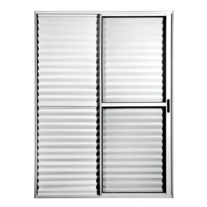 Porta Balcão Veneziana 3 Folhas Vidro Liso Alumínio Branco Lux