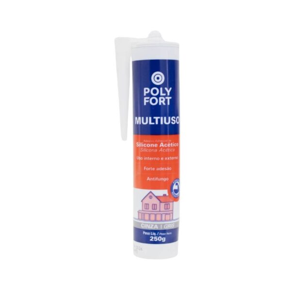 Silicone Acético Polyfort Multiuso Cinza 250g Pulvitec