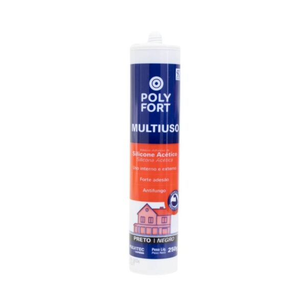 Silicone Acético Polyfort Multiuso Preto 250g Pulvitec