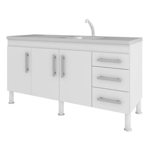 Gabinete para Cozinha Flex Branco 144x80x52cm MDF MGM Móveis
