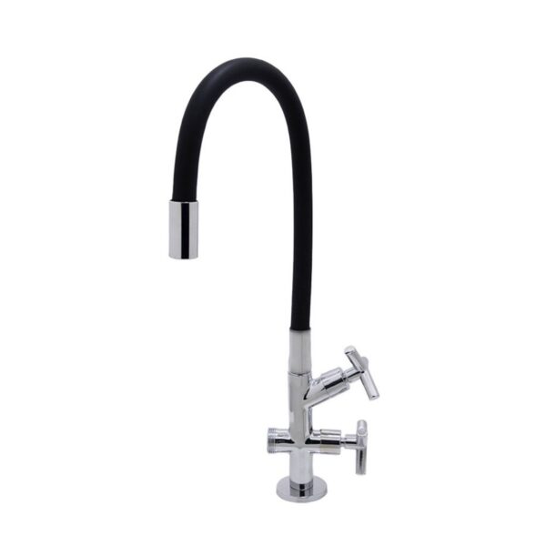 Torneira Tanque/Jardim Mesa Bica Longa Flexível 1/4V Preto Bognar
