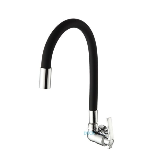 Torneira para Cozinha Parede 1/4V Bica Alta Preto Flexível