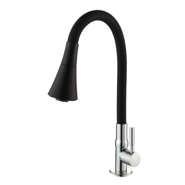 Torneira para Cozinha Mesa 1/4V Bica Alta Preto Conic Flex