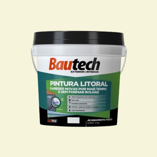 Tinta Acrílica Fosco Litoral Branco 4Kg Bautech