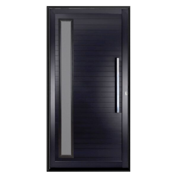 Porta Pivotante Alumínio Preto com Puxador e Visor 210x100cm Proex