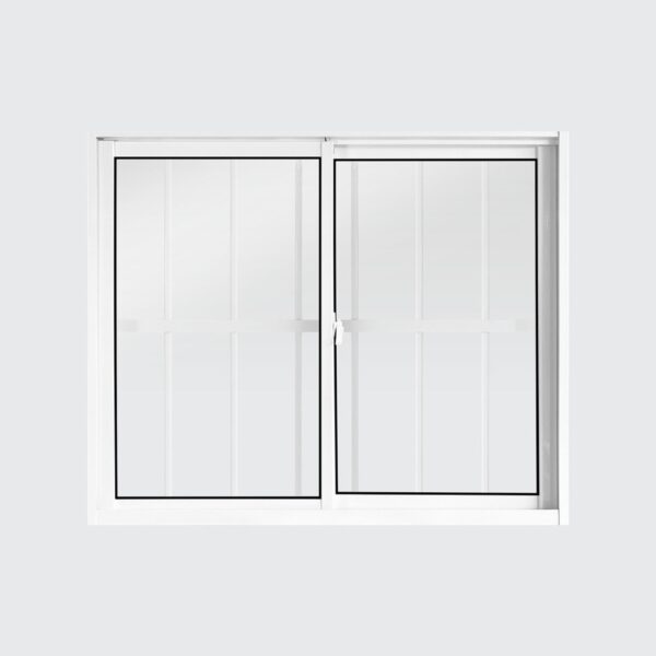 Janela de Correr 2 Folhas com Grade Alumínio Branco Metalflex