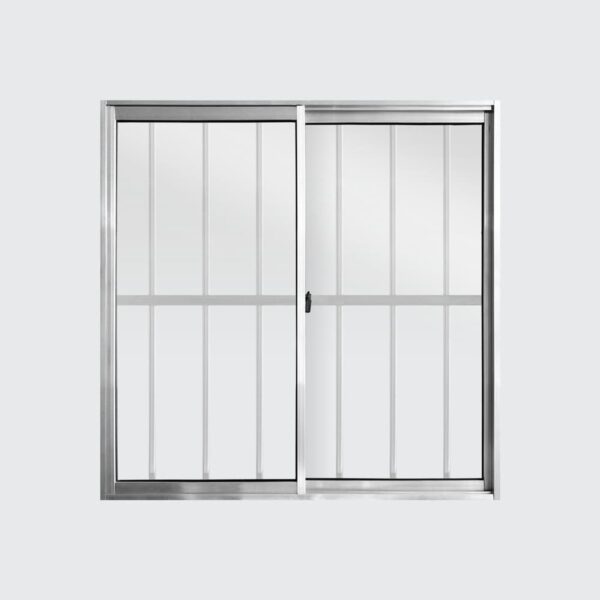 Janela de Correr 2 Folhas com Grade Alumínio Brilhante Metalflex