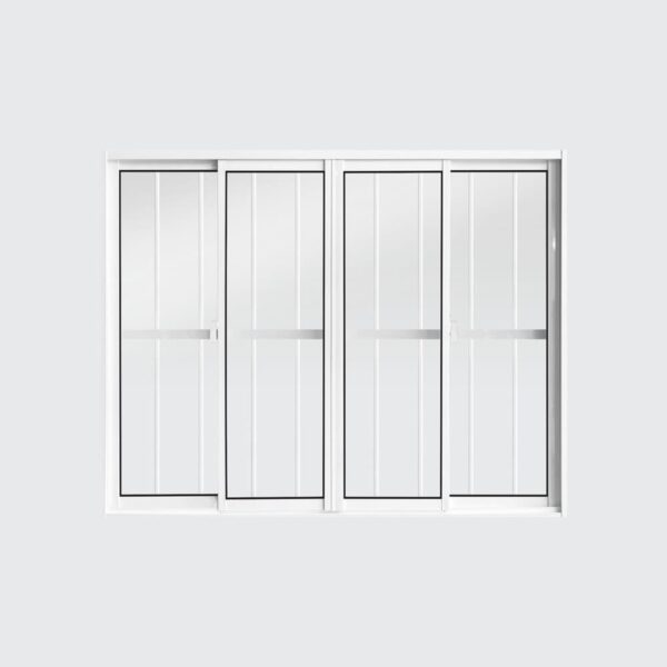 Janela de Correr 4 Folhas com Grade Alumínio Branco Metalflex