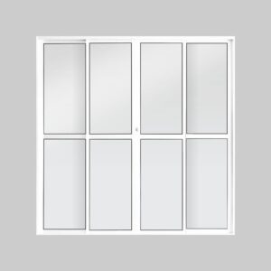 Porta Balcão 4 Folhas Vidro Liso Alumínio Branco Metalflex