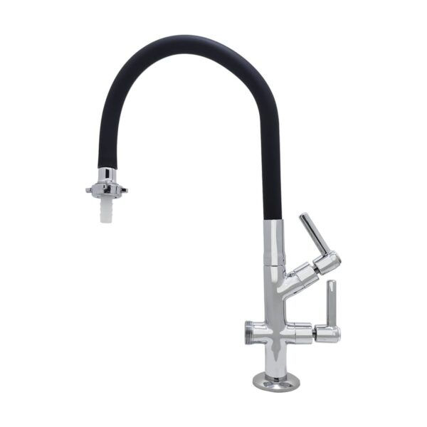 Torneira Tanque/Jardim Mesa Bica Longa Flexível com Bico Preto Bognar