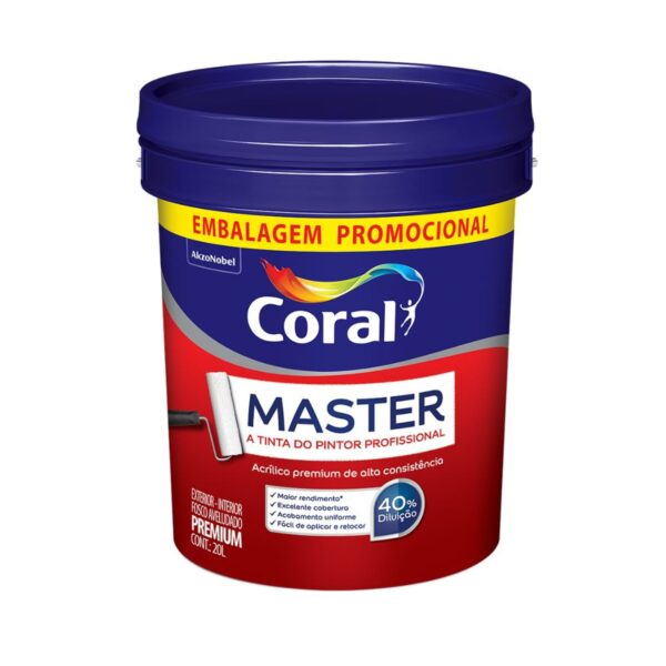 Tinta Premium Acrílica Fosco Master Branco 20L Coral