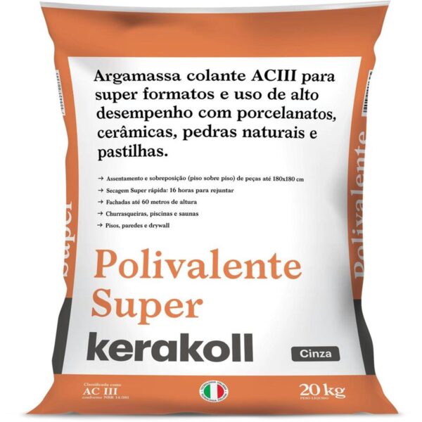 Argamassa Interna/Externa AC3 Polivalente Super Cinza 20kg Kerakoll