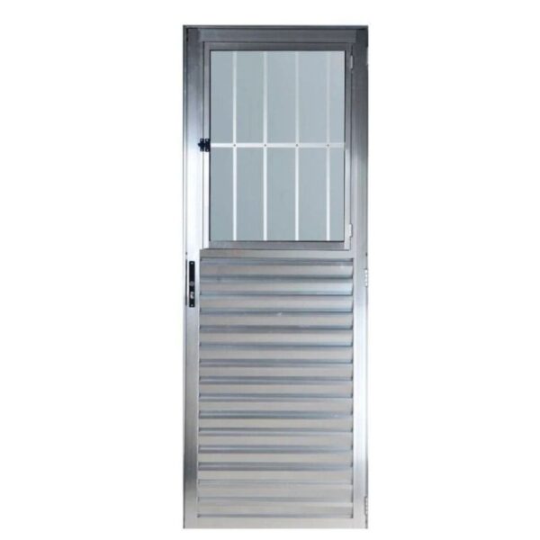 Porta Postigo Alumínio Brilhante Vidro Liso 210x80cm Esquadritop
