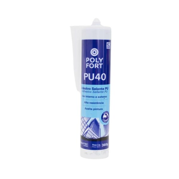 Selante Adesivo PU40 Multiuso Polyfort Branco 360g Pulvitec