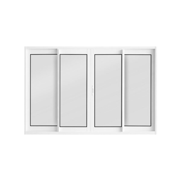 Janela de Correr 4 Folhas sem Grade Alumínio Branco Metalflex