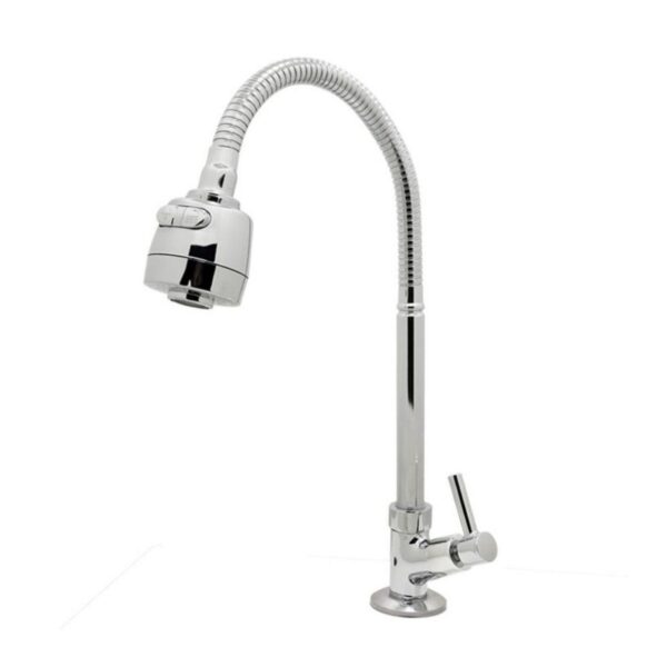 Torneira para Cozinha Mesa 1/4V Bica Alta Cromado Gourmet Flex