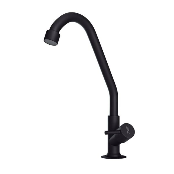 Torneira para Cozinha Mesa 1/4V Bica Alta Preto Fosco Alavanca