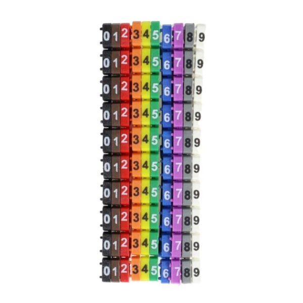 Anilha 0 a 9 para Cabo 4/6mm Colorida 100 peças Sforplast