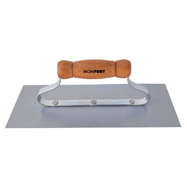 Desempenadeira Aço Lisa Para Gesso 12x31cm Cabo Madeira Momfort