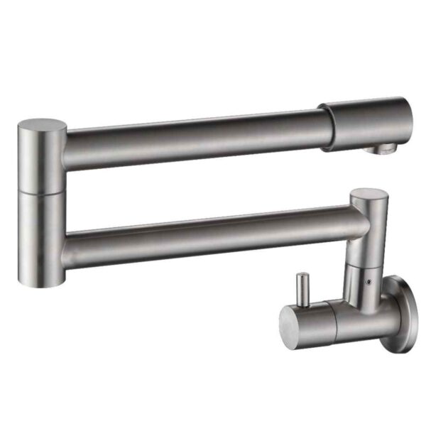 Torneira para Cozinha Parede 1/4V Bica Alta Escovada Extensível