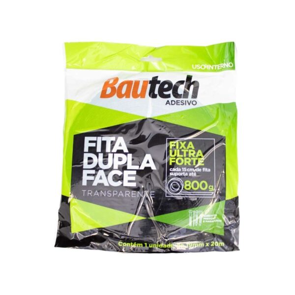 Fita Dupla Face Interna Transparente 19mm Bautech
