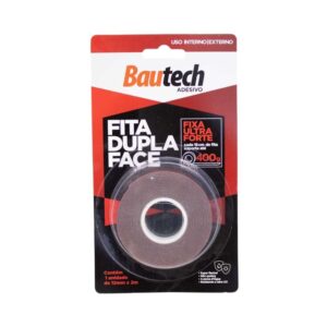 Fita Dupla Face Interna/Externa Transparente 12mm x 2m Bautech