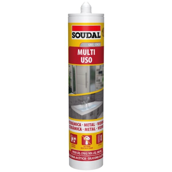 Silicone Acético Multiuso Cinza 270g Soudal
