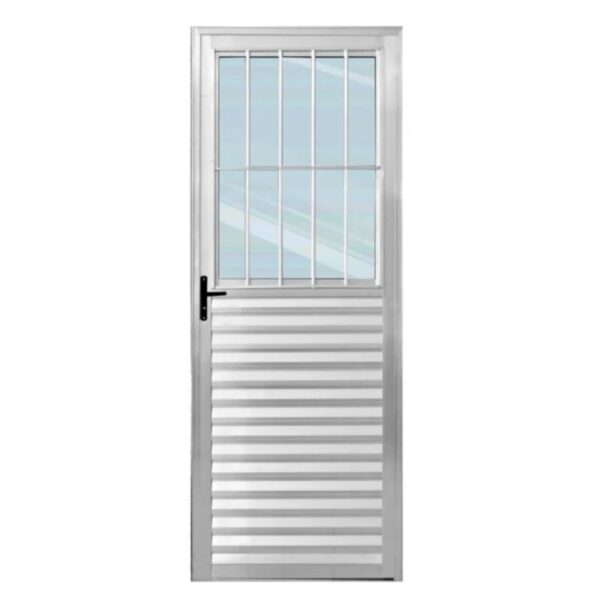 Porta Postigo Alumínio Brilhante Vidro Liso 210x80cm Lider