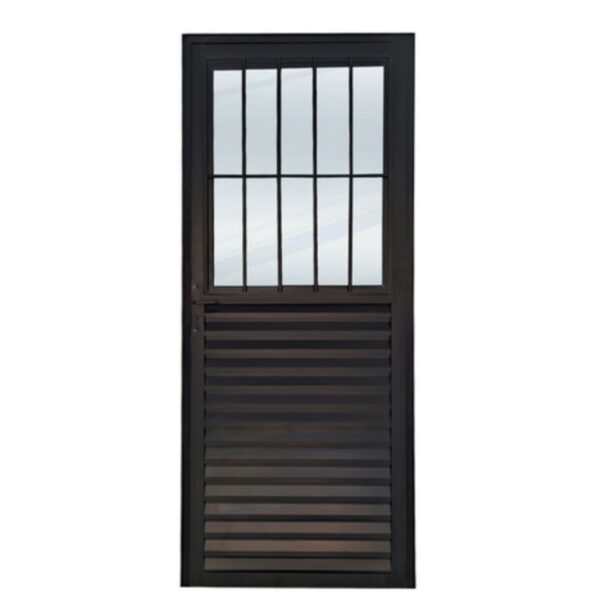 Porta Postigo Alumínio Preto Vidro Liso 210x80cm Lider