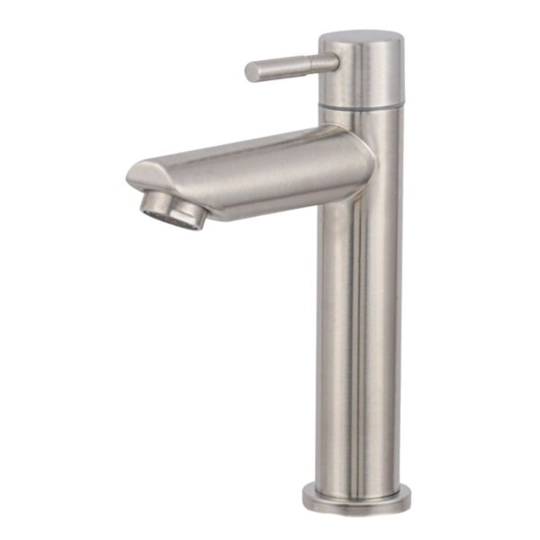 Torneira para Banheiro Mesa 1/4V Bica Baixa Escovado Redondo 180mm