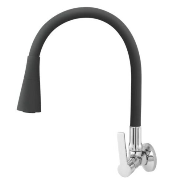 Torneira para Cozinha Parede 1/4V Bica Alta ABS Double Jet Preta C55
