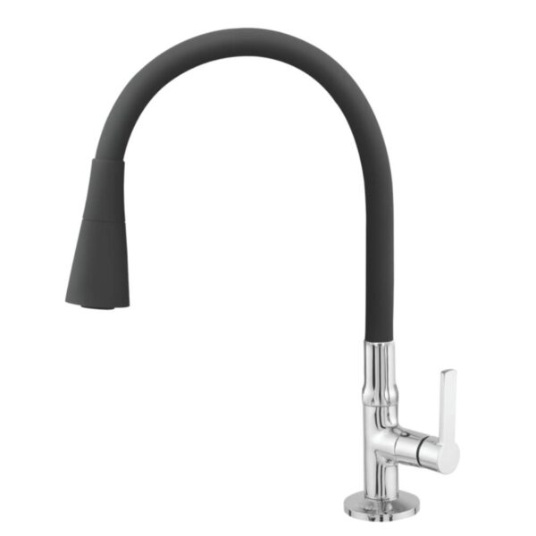 Torneira para Cozinha Mesa 1/4V Bica Alta ABS Double Jet Preta C55