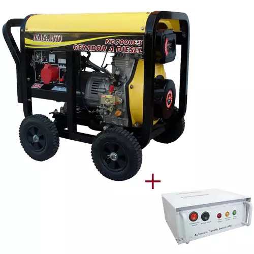 Gerador de Energia a Diesel, 110/220v, 6 kva, Partida elétrica - QTA incluso - ND7000E3QTA