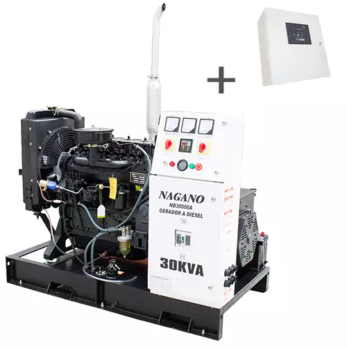 Gerador de Energia a Diesel Trifásico 30 kVA partida elétrica Aberto com QTA Nagano incluso - ND30000E3QTA