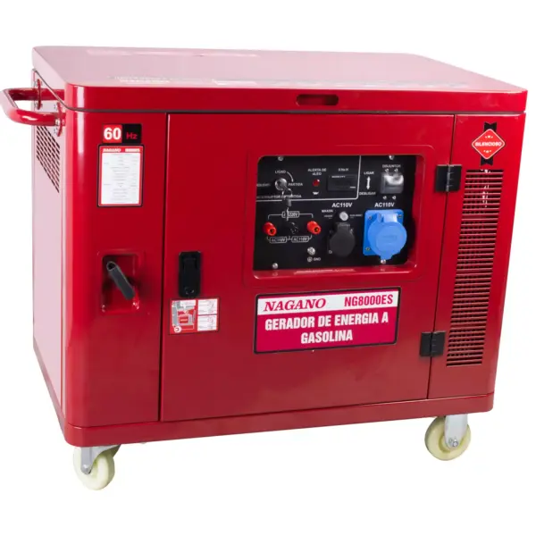 Gerador de Energia a Gasolina 7,5 KVA Silenciado Monofásico 4T 60hz Partida Elétrica 110/220v Motor 16hp - NG8000ES
