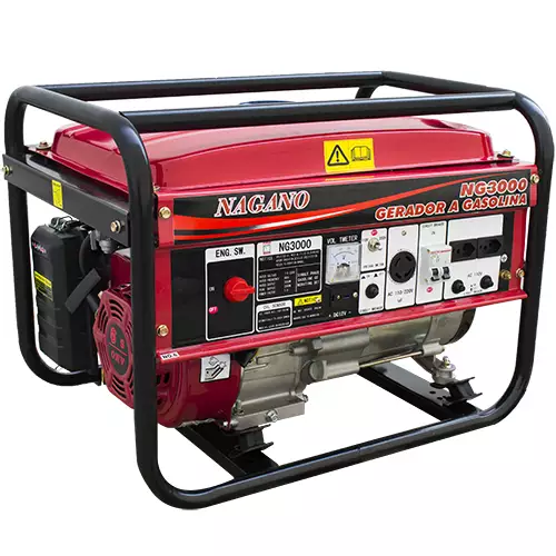 Gerador de Energia a Gasolina 3 kVA Monofásico partida manual 110/220v - NG3000