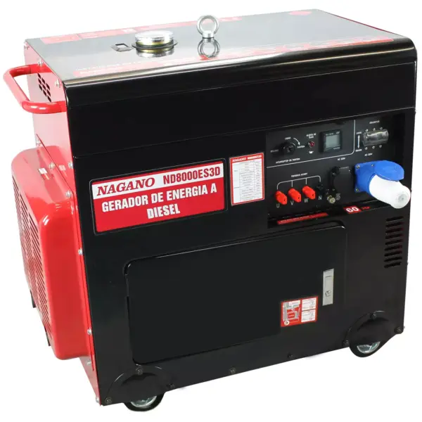 Gerador de Energia Silenciado Trifásico a diesel 7 kVA 4T 60hz Partida Elétrica 220/380v 10.2hp - ND8000ES3D
