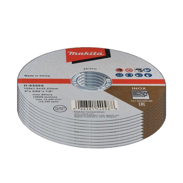 10 Discos de Corte para Inox e Metal 125mm MAKITA-D6596910