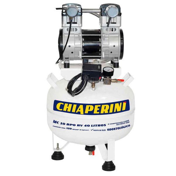 Motocompressor Odontológico 2HP 10 Pés 40L Isento de Óleo CHIAPERINI-10BPO-RCV