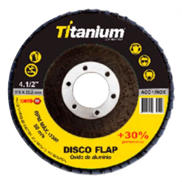 Disco Flap de Óxido de Alumínio de 4.1/2 Pol. Grão 60 TITANIUM-5444