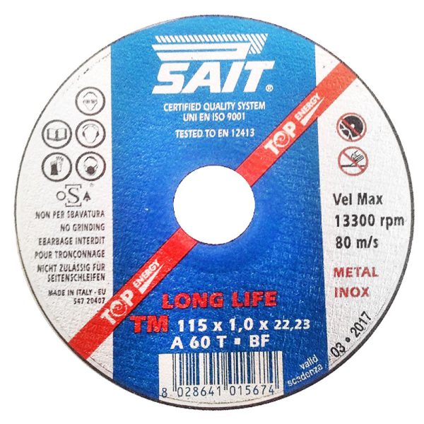 Disco de Corte Inox A60T 4.1/2 x 1mm x 7/8 Pol. SAIT-A60T