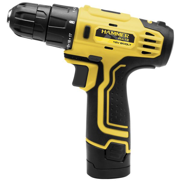 Parafusadeira/Furadeira a Bateria 12V Lítio 3/8 Pol. com Carregador Bivolt HAMMER-GYPLI12
