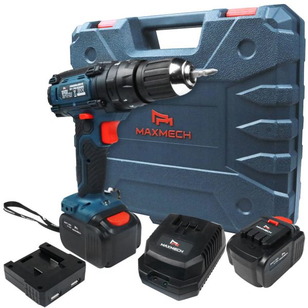 Parafusadeira/Furadeira de Impacto a Bateria 24V Li-Ion com Carregador 2 Baterias e Maleta MAXMECH-MAX-09