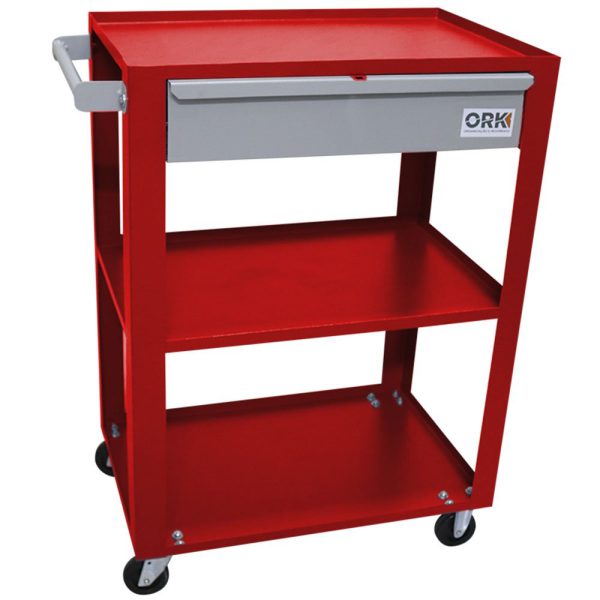 Carrinho de Ferramentas Aberto com 01 Gaveta 03 Prateleiras Vermelho ORK-CAR-071