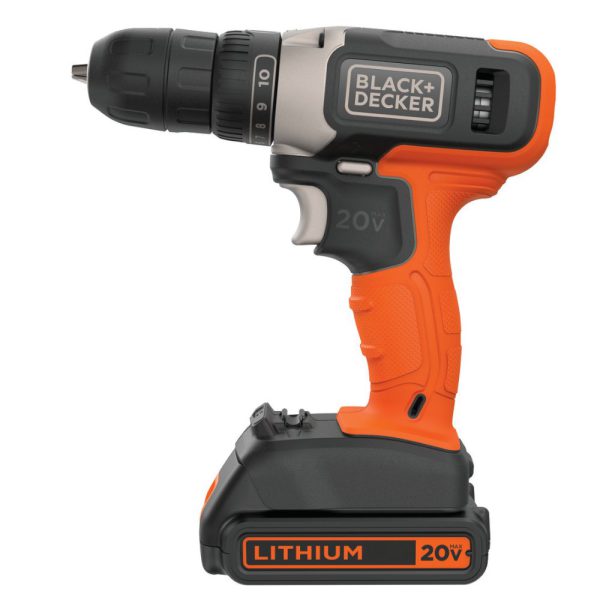 Parafusadeira/Furadeira a Bateria 20V Li-Ion 3/8 Pol. com Carregador Bateria e Bits BLACK+DECKER-BCD702C1-BR