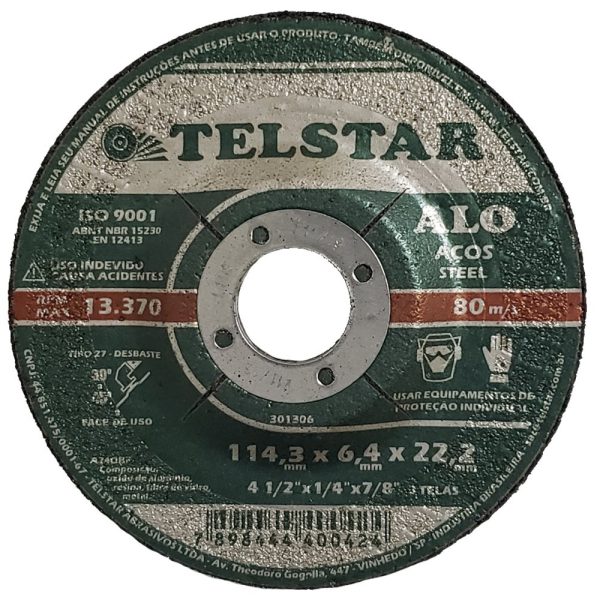 Disco de Desbaste ALO27 4.1/2 x 1/4 x 7/8Pol. TELSTAR-301306