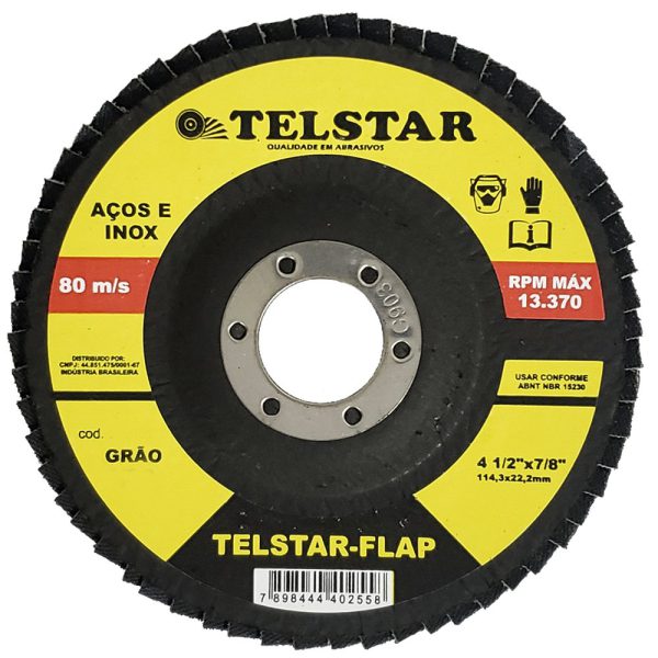 Disco Flap Grão 100 4.1/2 x 7/8 Pol. TELSTAR-310105