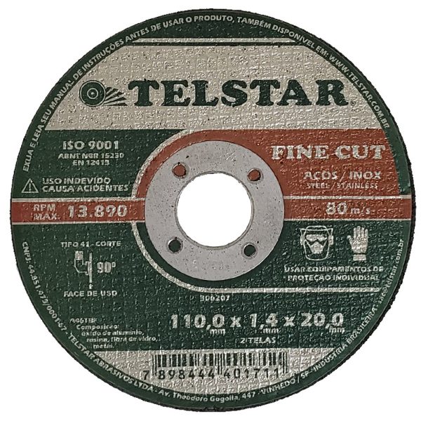 Disco de Corte Fine Cut 4.3/8 x 1,4mm x 51/64Pol. TELSTAR-306207