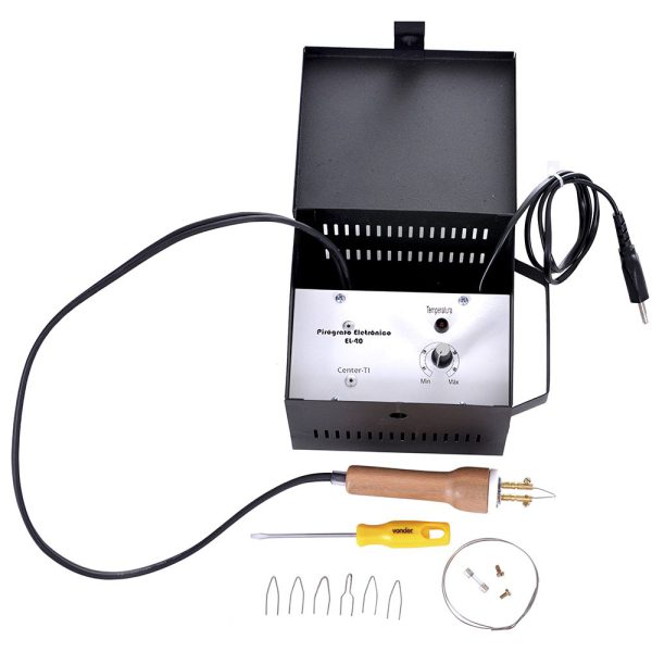 Pirógrafo Profissional e Hobby 50W 220V com Maleta e Acessórios CENTER-TI-EL-50